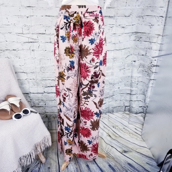 NEW Floral Palazzo Wide Leg Flowing Pants NWT S M & L - Picture 2 of 8